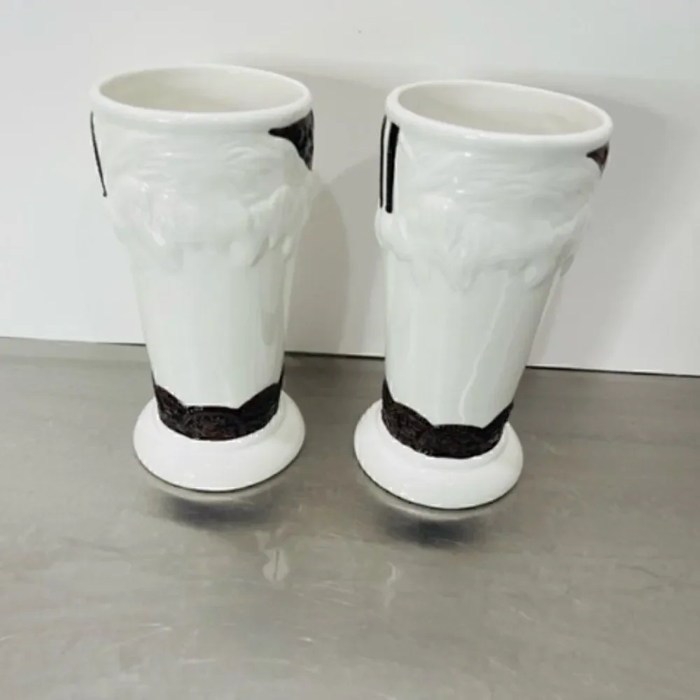2 Oreo Cookie Milkshake Ceramic Glasses with Recipe by Houston Harvest 6.75